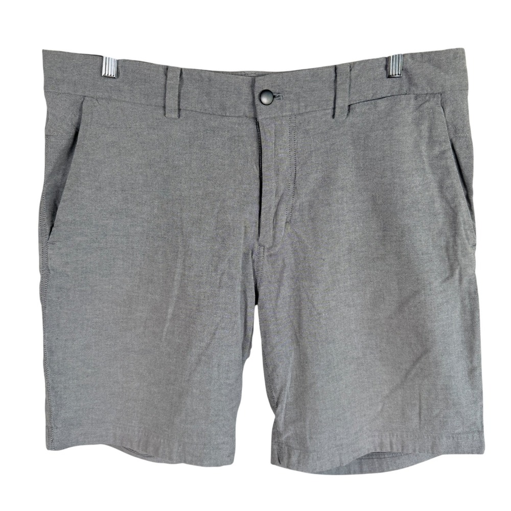 Lululemon The Works Oxford Chino Shorts Mens 38 Grey Textured Performance Golf‎